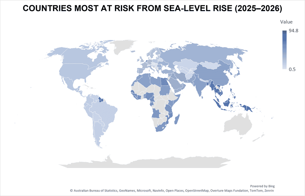 Countries Most at Risk From Sea-Level Rise (2025–2026): The Global Index of Rising Seas