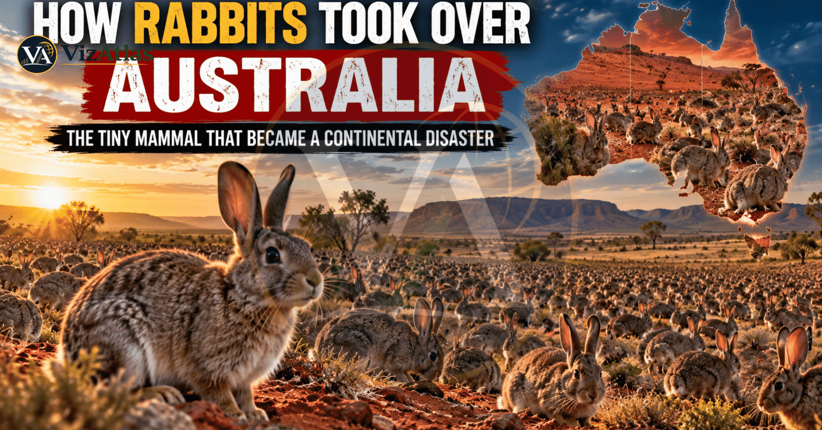How rabbits took over Australia showing a massive rabbit invasion across the Australian outback