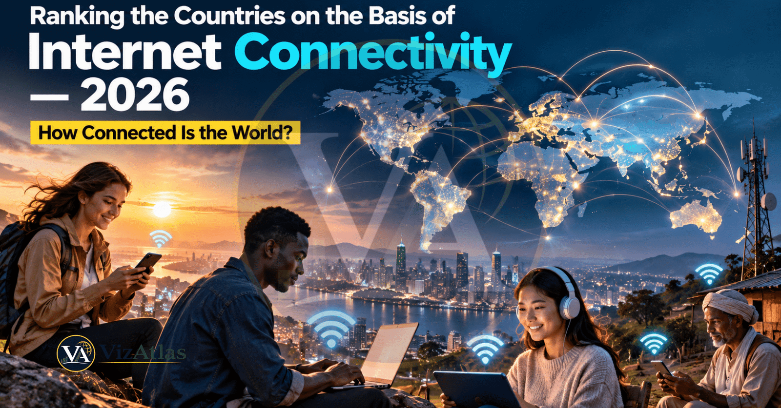 Ranking countries by internet connectivity in 2026 showing global digital connectivity, internet access and connected populations